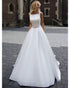 Simple 2018 White Wedding Dresses A line Square Neckline Modest Satin Bridal Gowns with Pockets